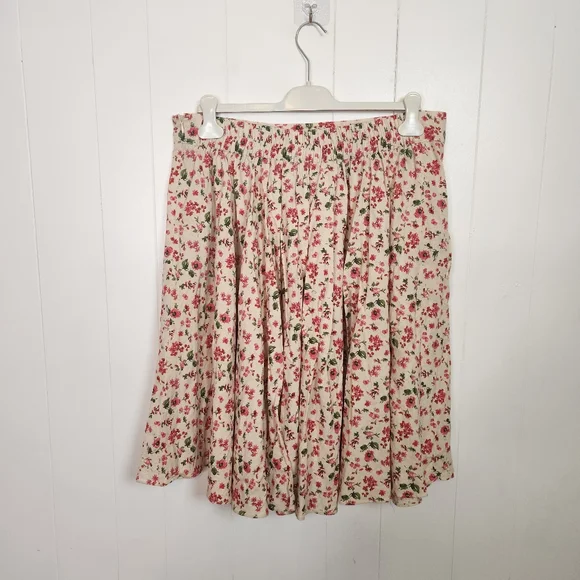 Alythea A-Line Linen Pink Floral Swing Skirt Size 1X Femme Cottagecore Romantic - Picture 3 of 9